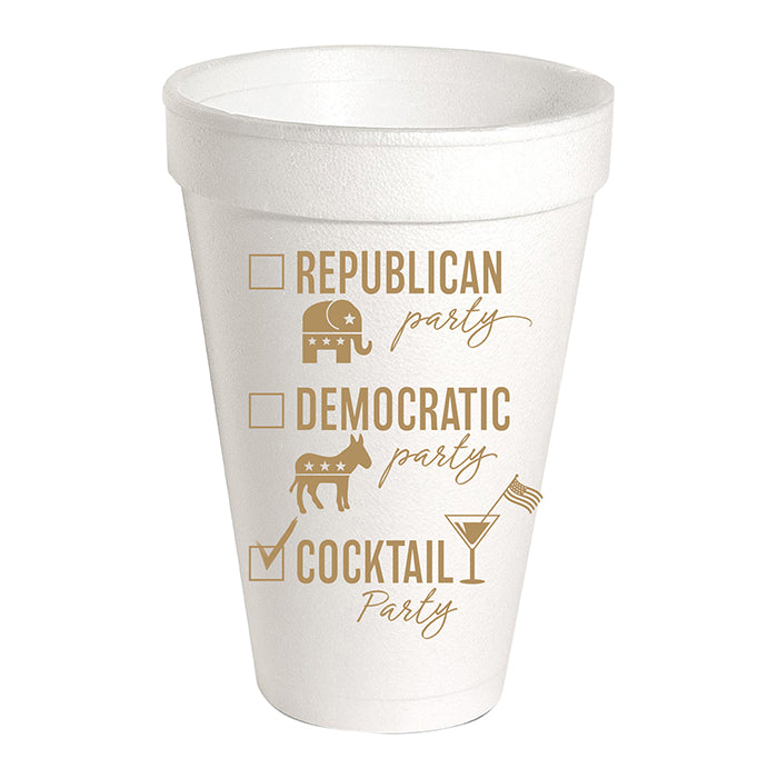 Gold Republican Party Democratic Party Cocktail Party Styrofoam Cup S/10