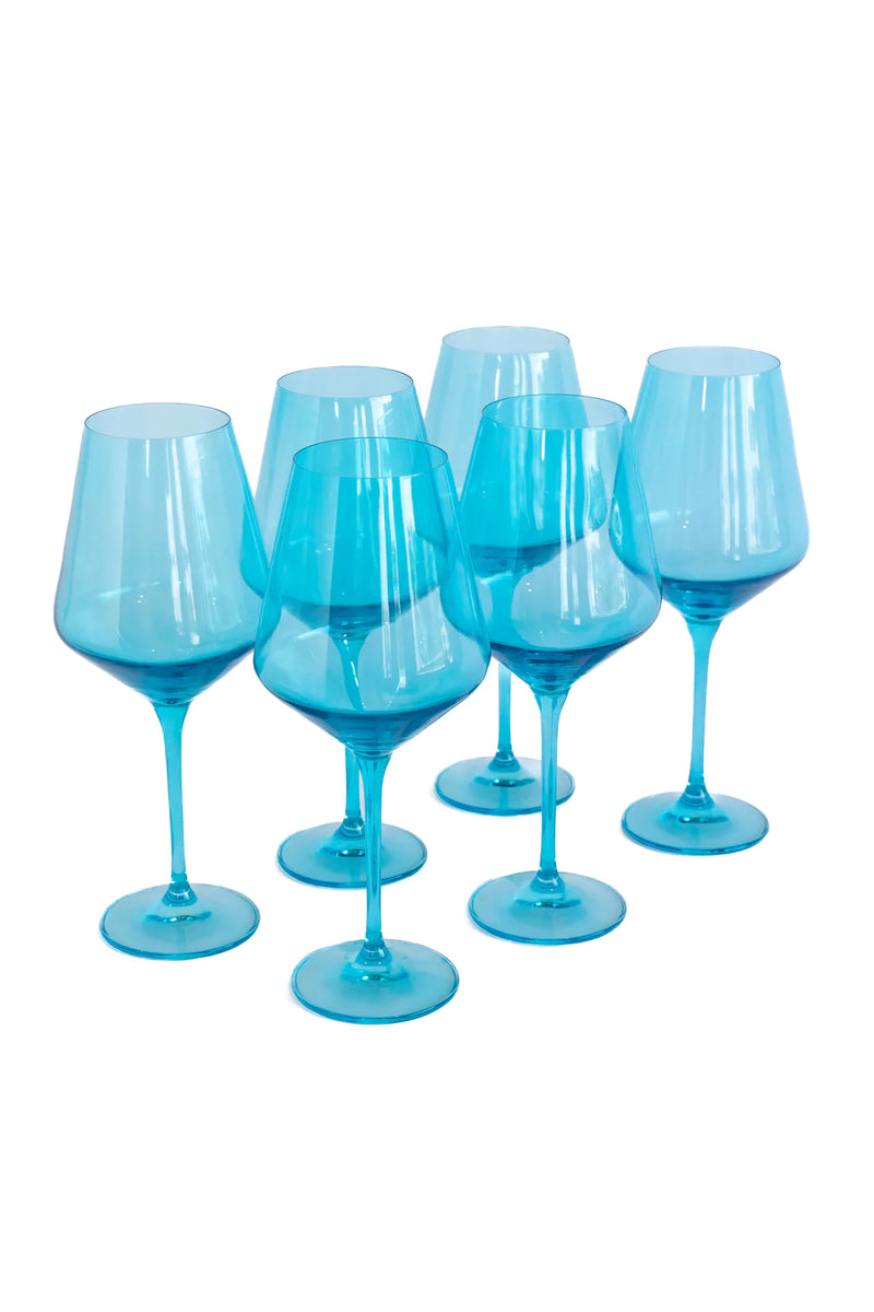 Estelle Colored Wine Stemware (Ocean Blue)