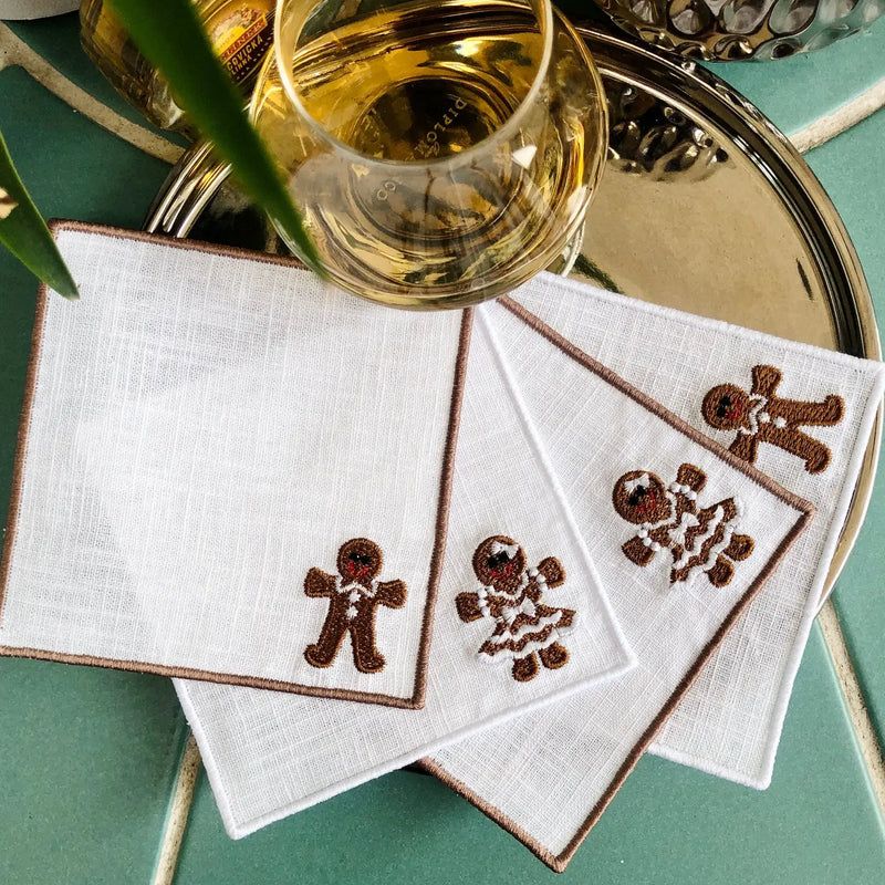 Christmas Embroidered Cocktail Napkins