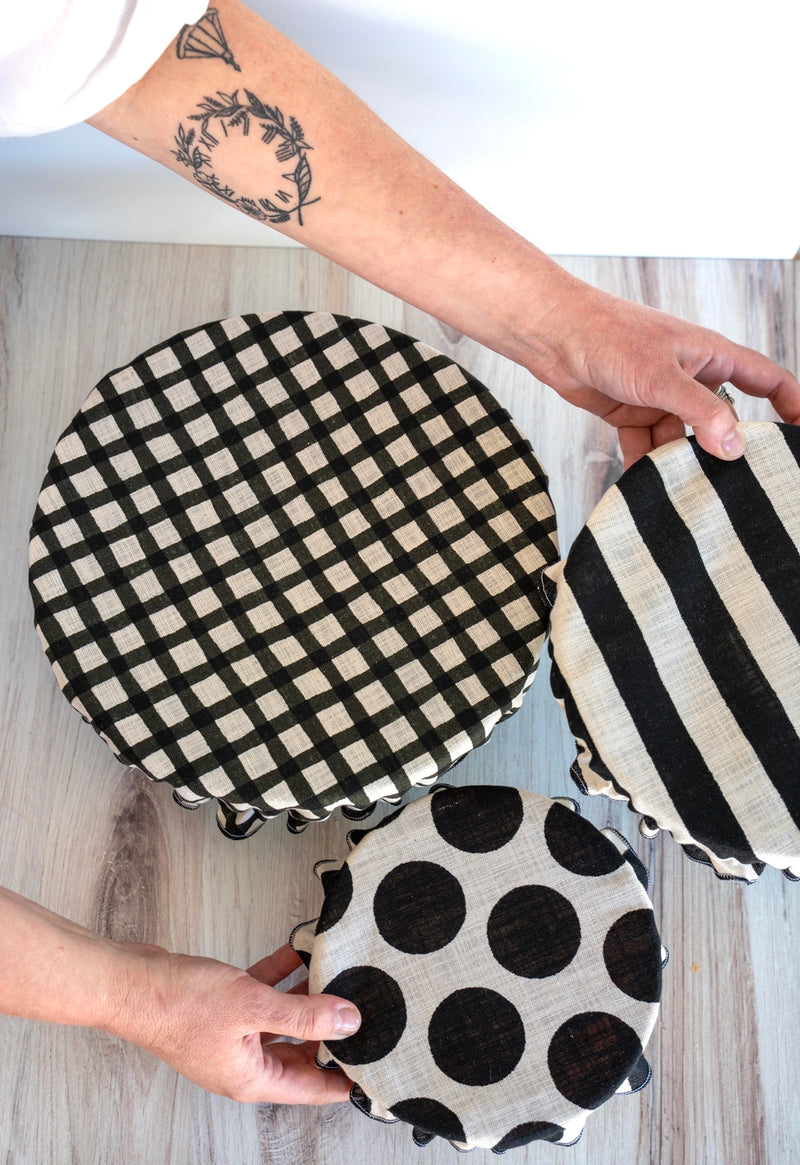 Black Pattern Mix Bowl Covers | Set of 3