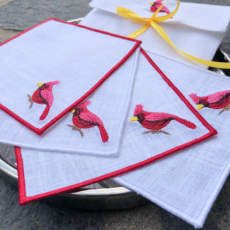 Christmas Embroidered Cocktail Napkins