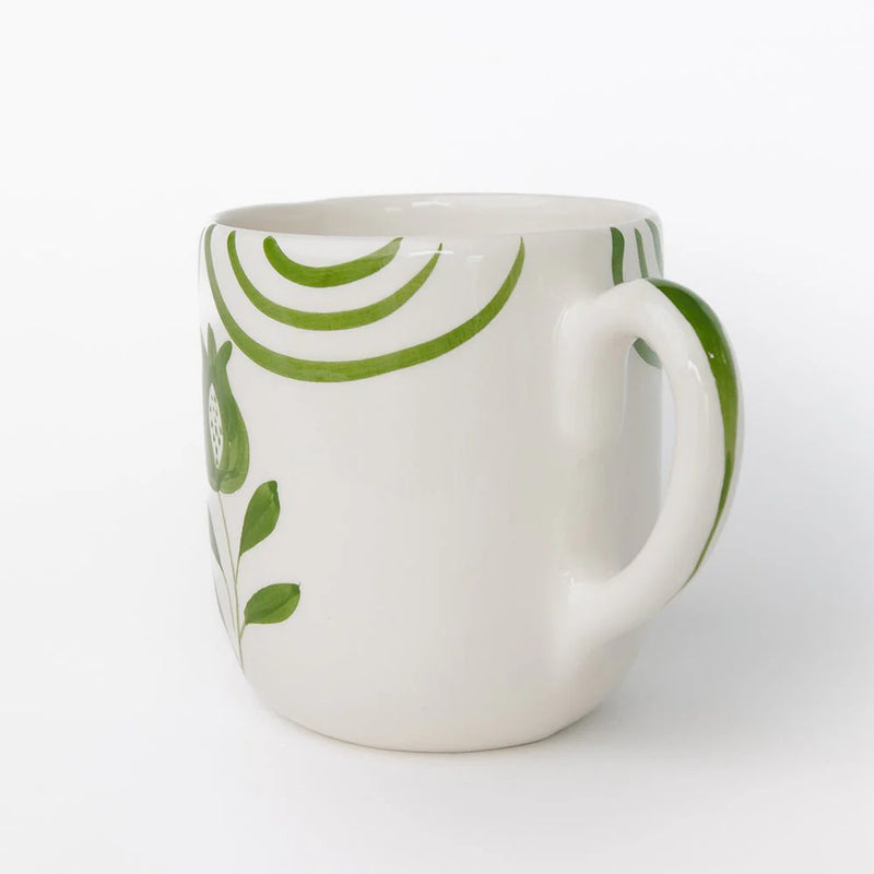 Pomegranate Crest Green Mug | Set of 2