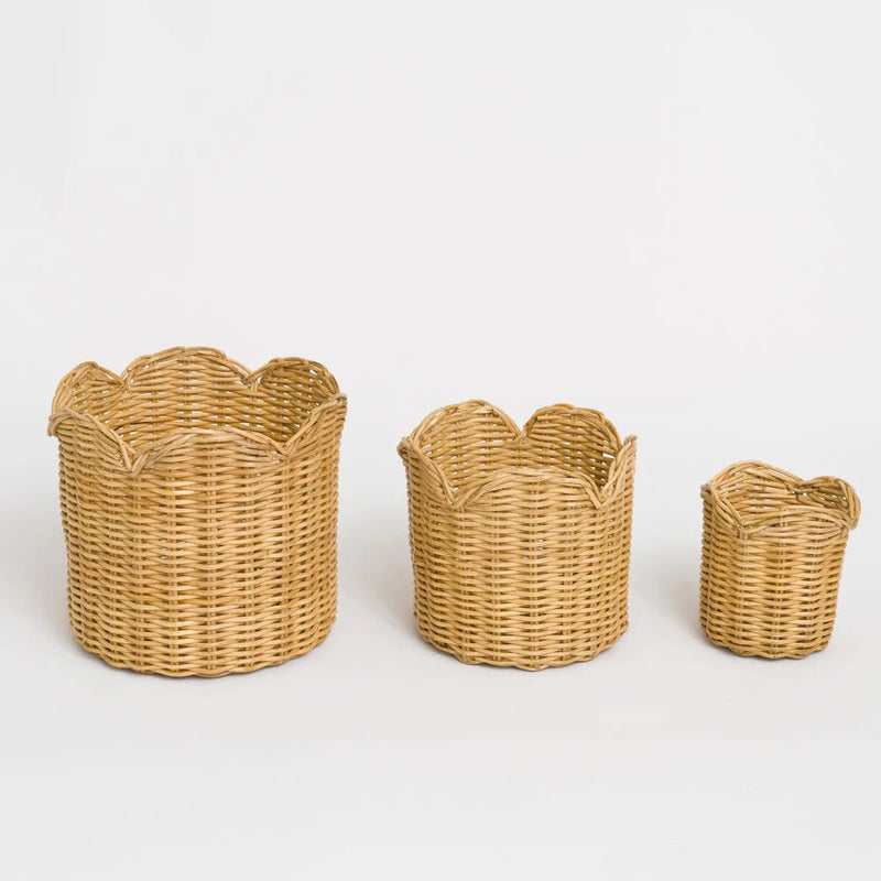 Natural Wicker Scalloped Nesting Containers