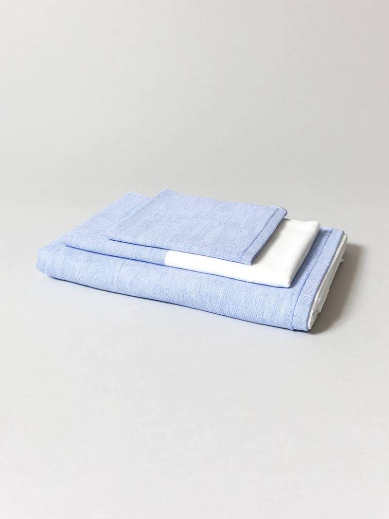 Two Tone Chambray Hand Towel - Blue