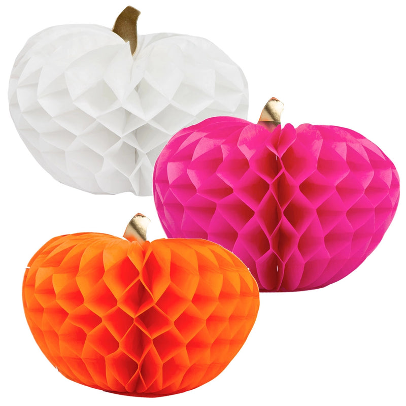 Pumpkin Honeycomb Halloween Decorations - 3 Pack