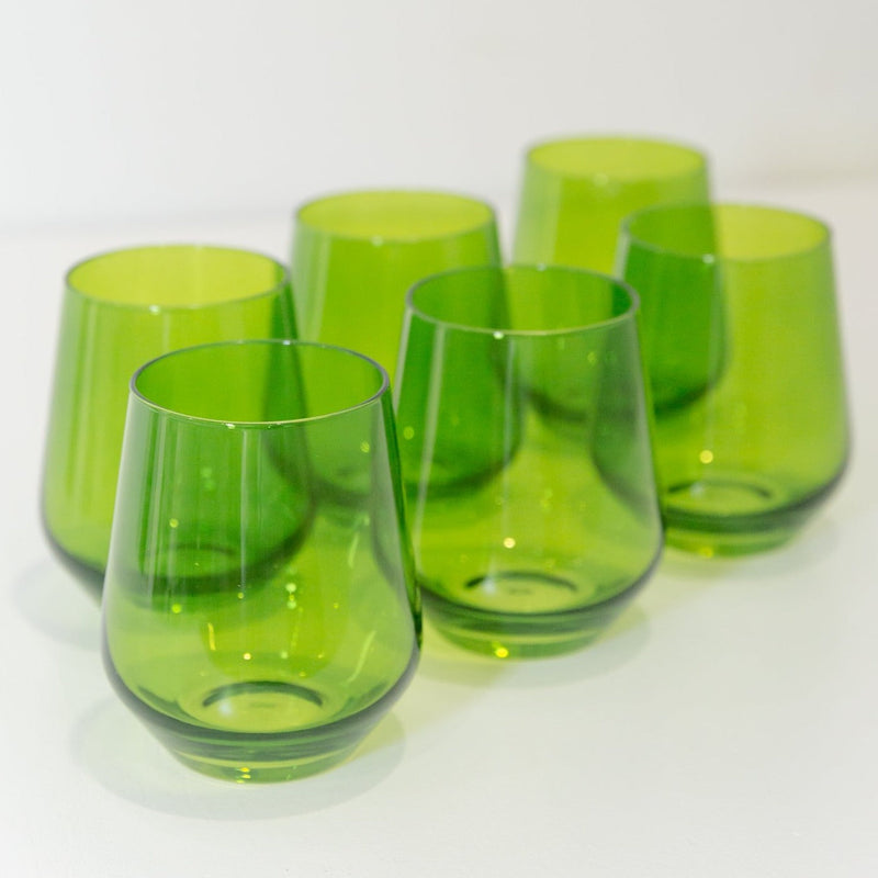 Estelle Colored Wine Stemless Glass (Forest Green)