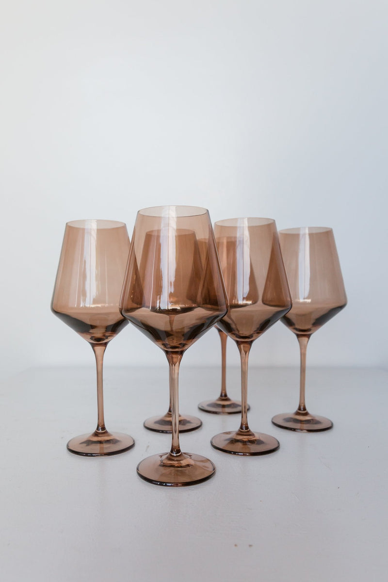Estelle Colored Wine Stemware (Amber Smoke)