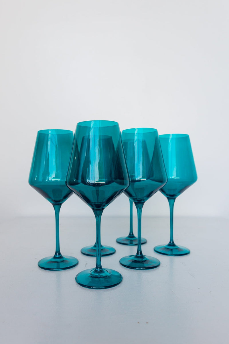 Estelle Colored Wine Stemware (Teal)