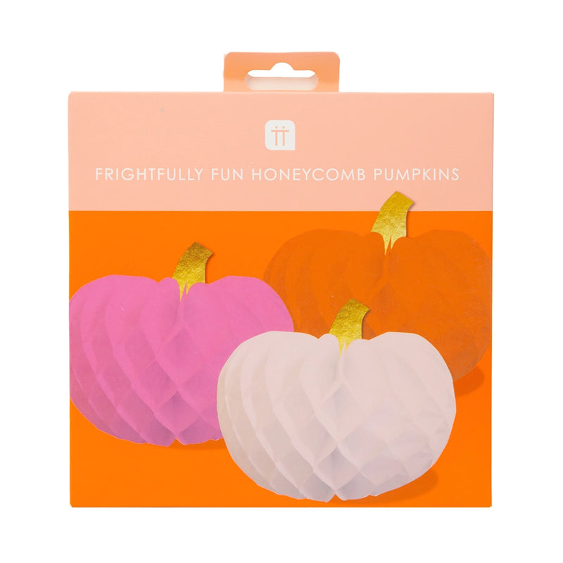 Pumpkin Honeycomb Halloween Decorations - 3 Pack