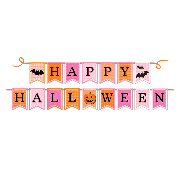 Pink & Orange Happy Halloween Banner