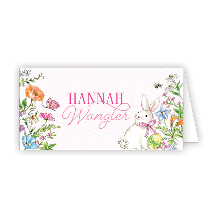 Spring Flowers Bunny Place Card