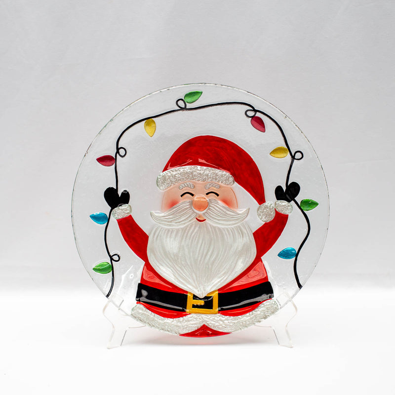 Jolly Santa Glass Platter