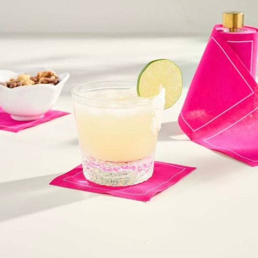 Solid Blush Crush Cocktail Napkins White Border Only