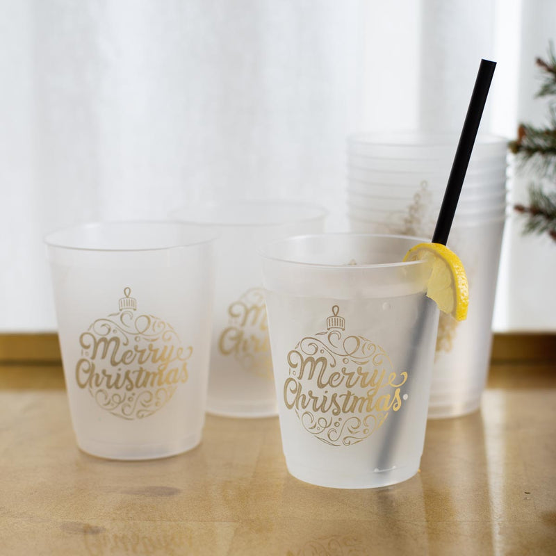 Merry Christmas Ornament Script Frosted Flex Cups