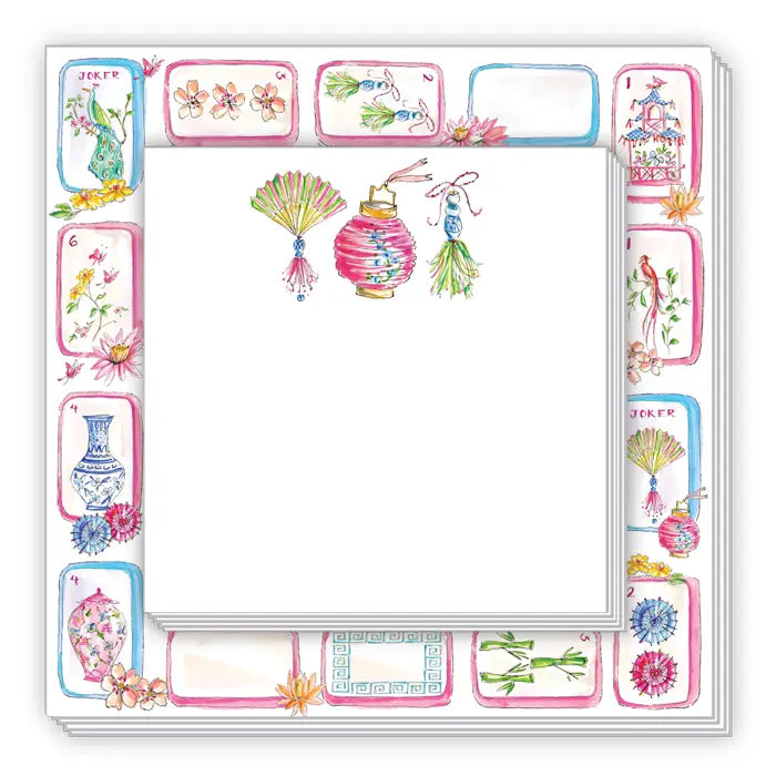Mahjong Tiles, Fan, Lantern and Tassel Notepad Duo