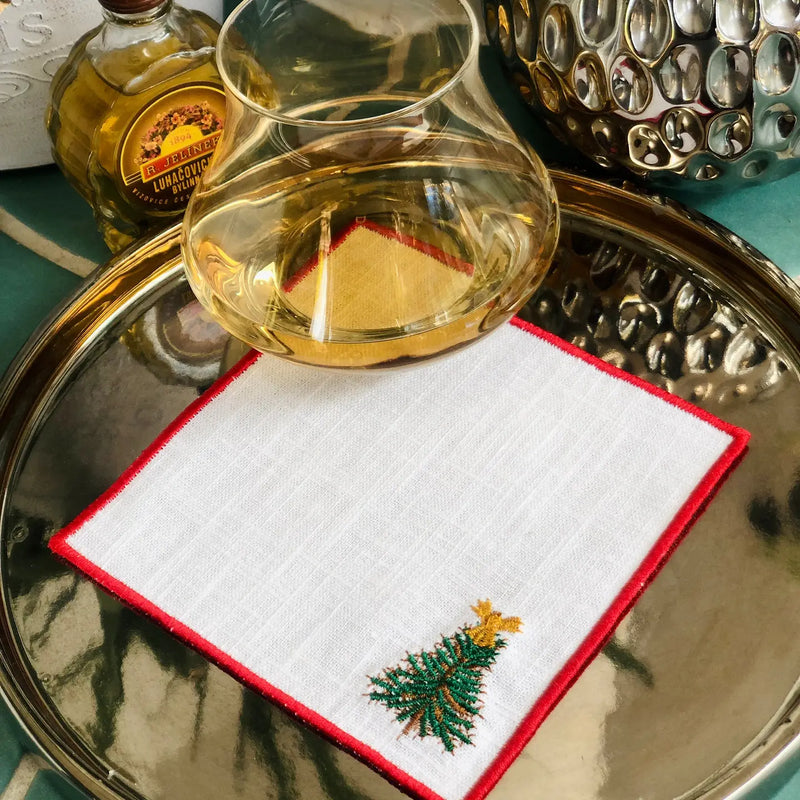 Christmas Embroidered Cocktail Napkins