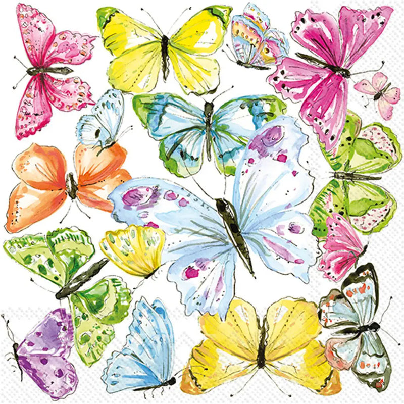 Multi Color Butterflies Paper Cocktail Napkin