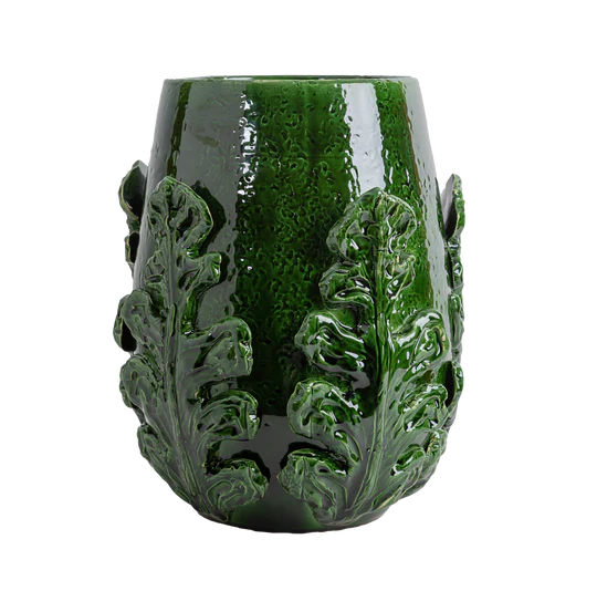 Greco Short Vase Green Leaves