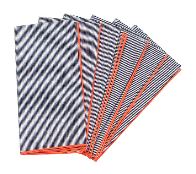 Blue Framed Striped Napkins (S/6)