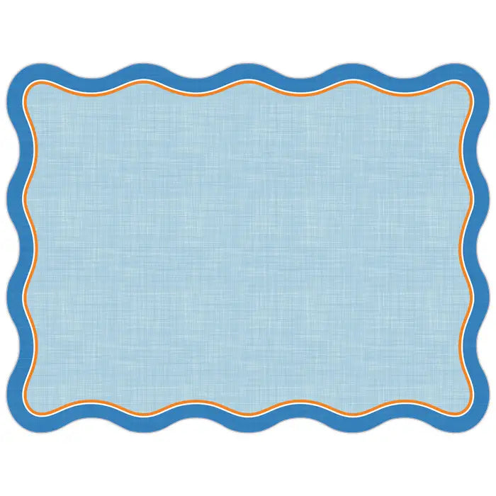 Blue, Light Blue and Orange Linen Paper Placemat