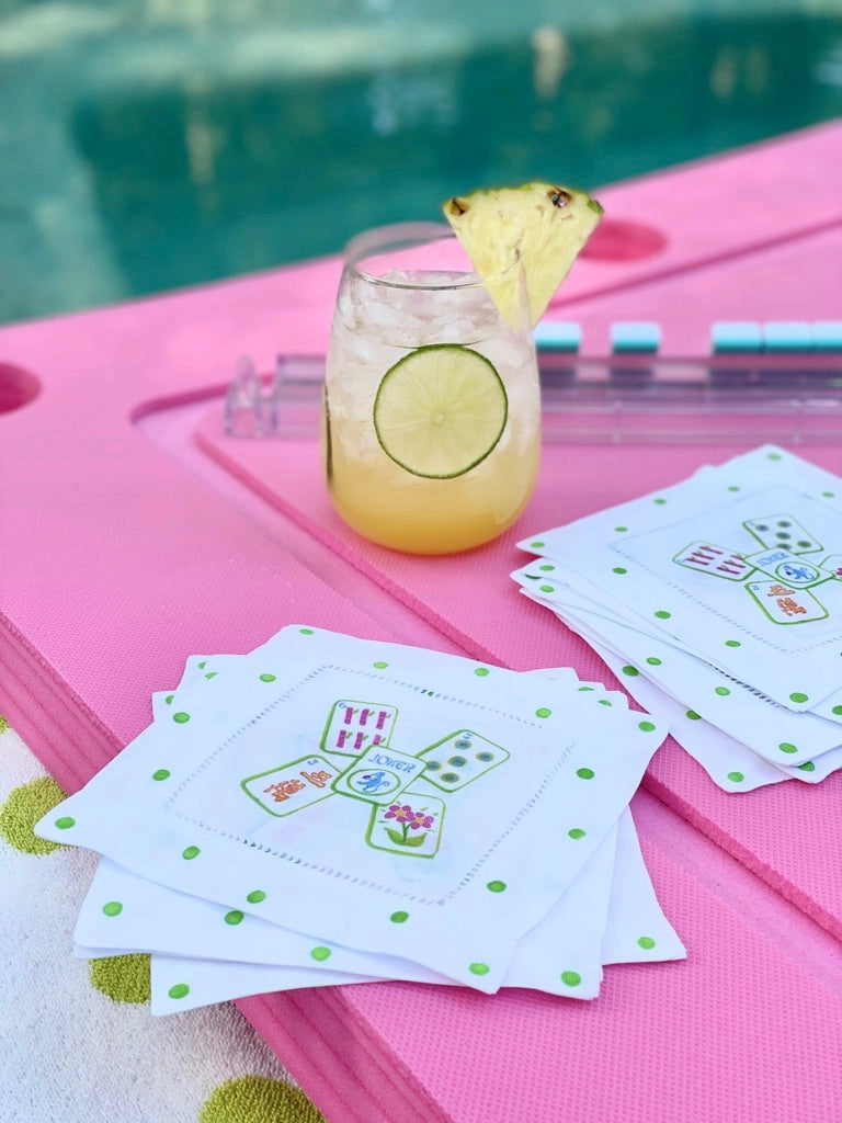 Mahjong Linen Cocktail Napkins