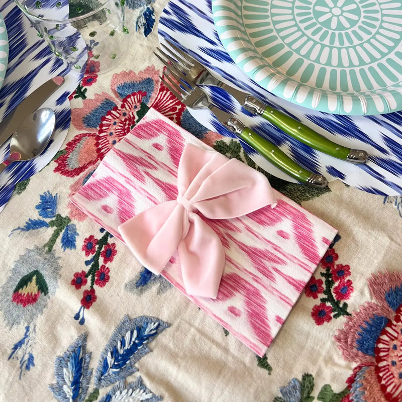 Pink Ikat Linen-Feel Paper Guest Towel/Napkin