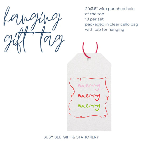 Merry Merry Merry Christmas Hanging Gift Tag