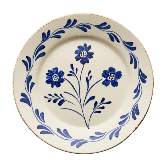 Dinner Plate Blue White Flowers Vine