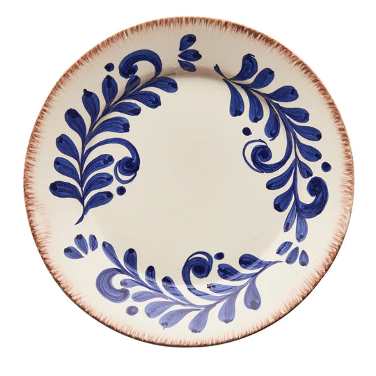 Dinner Plate Blue and White Scroll Design