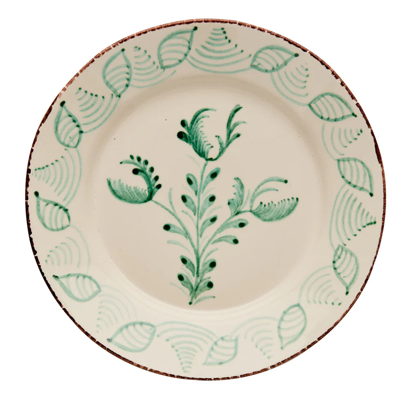 Dinner Plate Green Flowers/Shells
