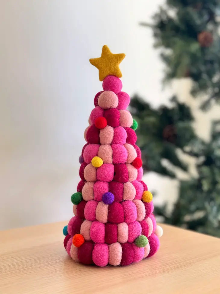 Pink Felt Ball Christmas Tree