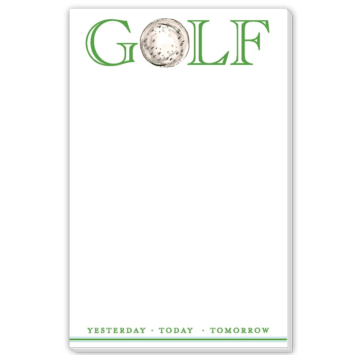 Green Golf Yesterday Today Tomorrow Large Notepad