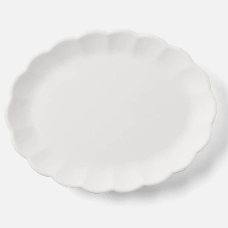 Iris White Scallop Oval Platter Large