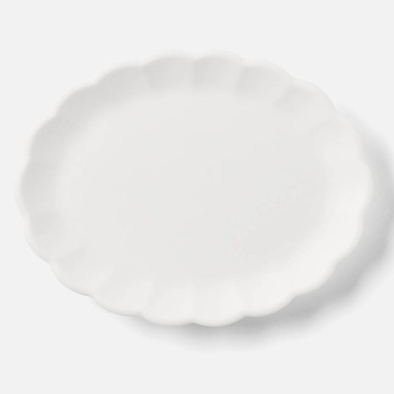 Iris White Scallop Oval Platter Small