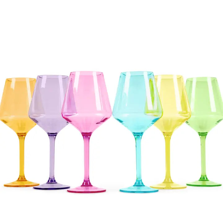 Bright Acrylic Stemmed Wine Glasses