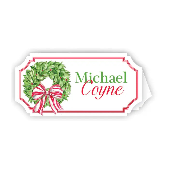 Christmas Wreath w/ Red Bow Placecards
