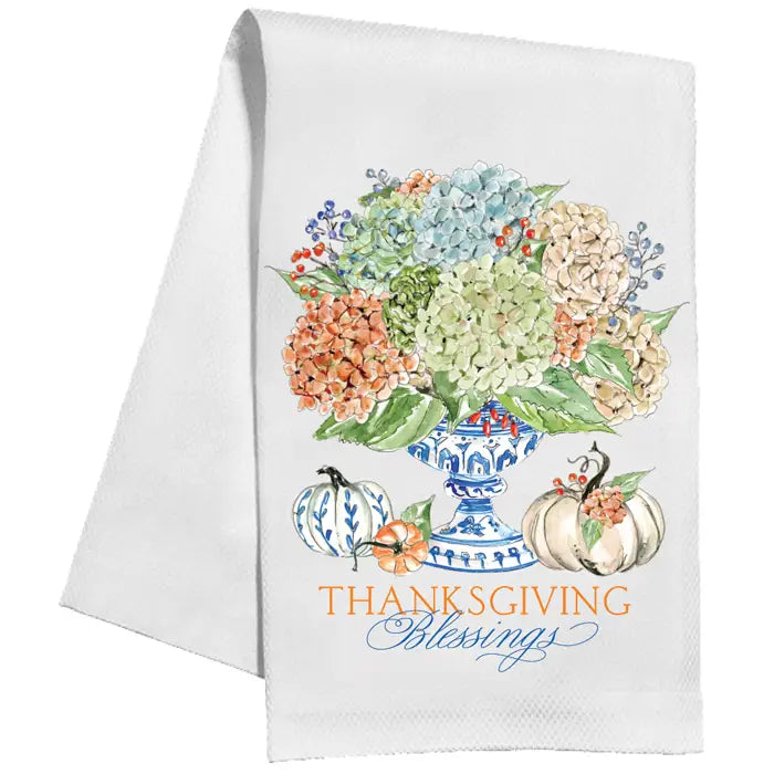 Thanksgiving Blessing Hydrangeas Kitchen Towel