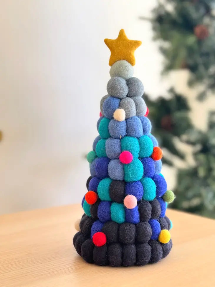 Blue Felt Ball Christmas Tree