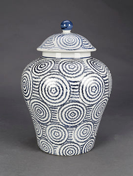 Blue Swirl 14" Ginger Jar