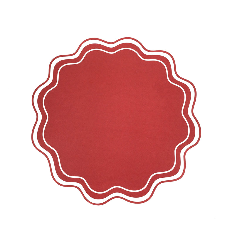 Red Wavy Scalloped Paper Placemat