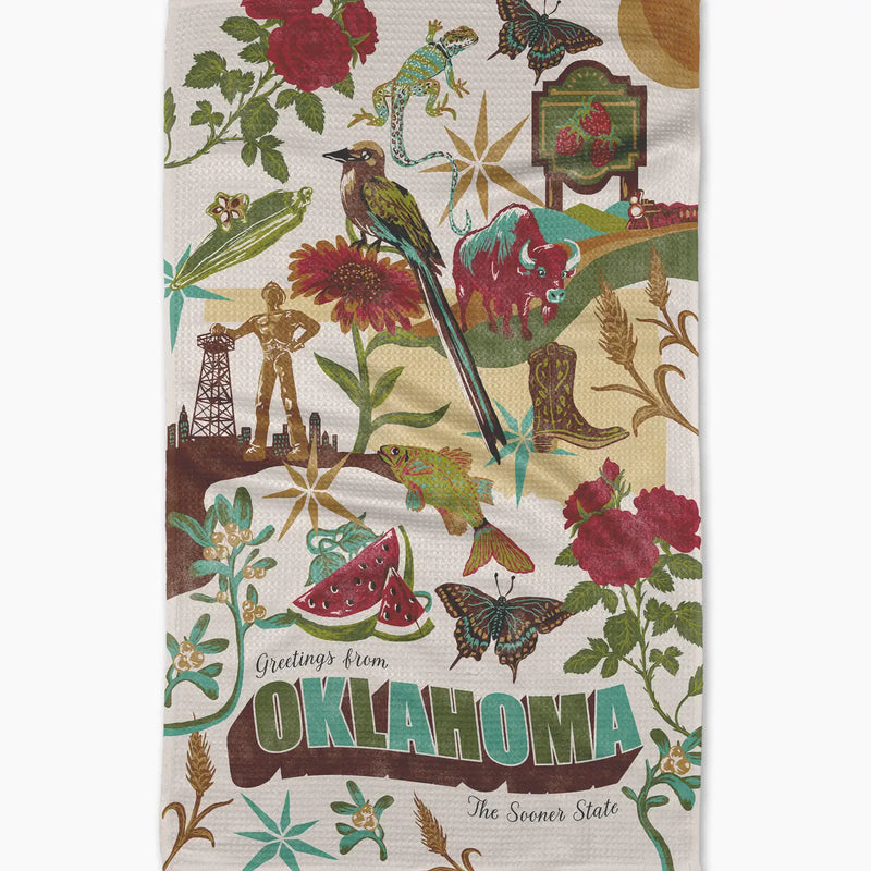 Greetings From Oklahoma Tea Towel