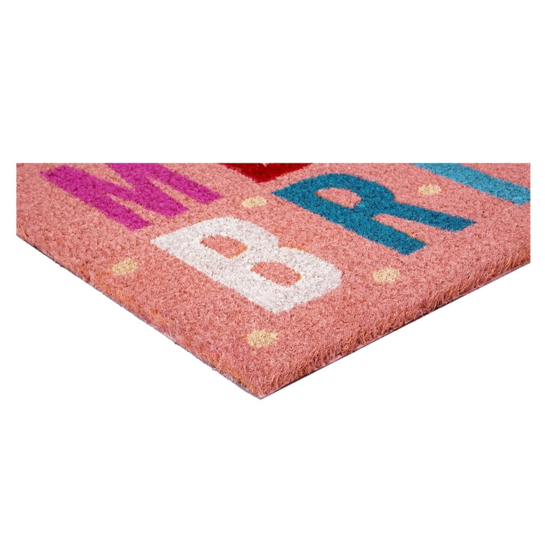 Pink Christmas Merry & Bright Doormat