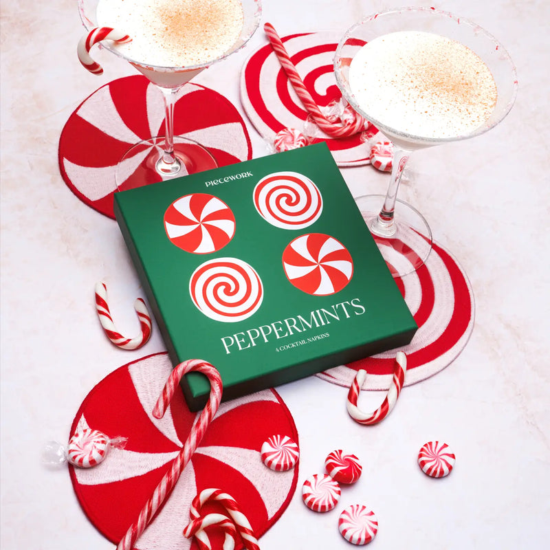 Peppermint Cocktail Napkins - Set of 4