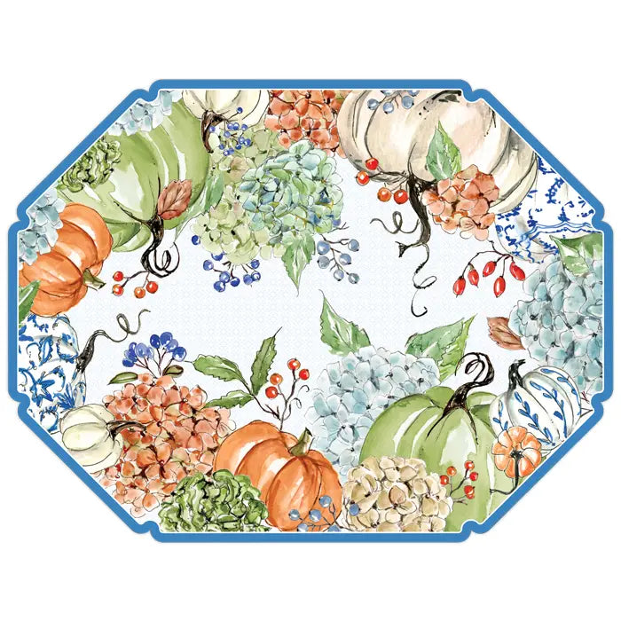 Hydrangea and Pumpkins Assortment Paper Placemat