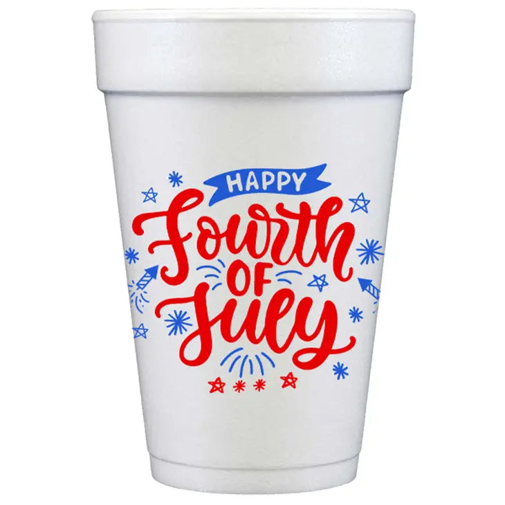Happy 4th Calligraphy Foam Cups (S/10)