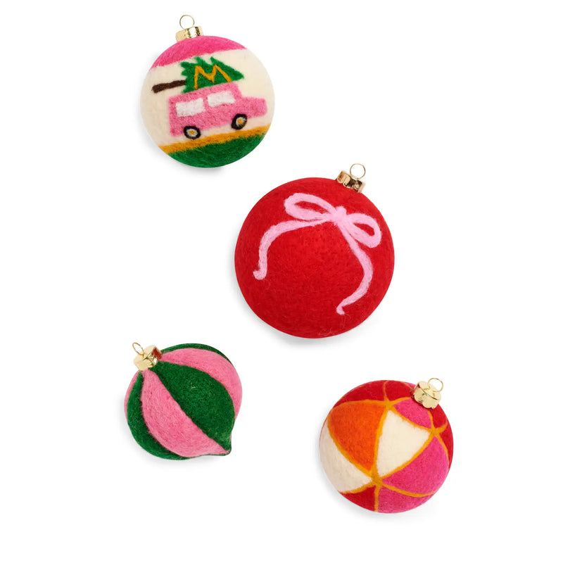 Festive Bow Ornaments Set of 4