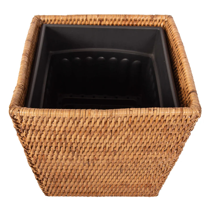 planter plastic insert Rattan Square Planter with Plastic Insert
