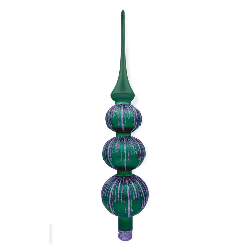 Drips Finial Ornament - Emerald + Lavender