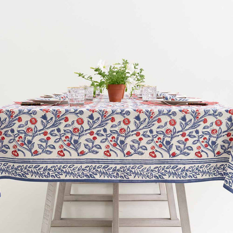 Emma Red & Blue Tablecloth I 60"x140"
