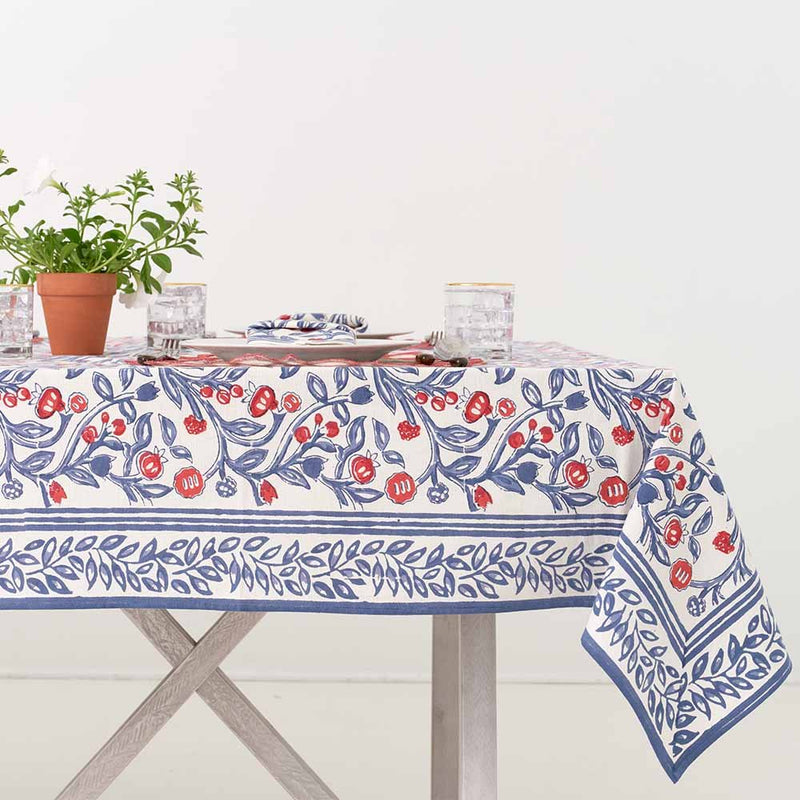 Emma Red & Blue Tablecloth I 60"x140"